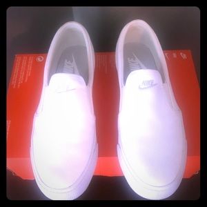 Nike White canvas slip ons